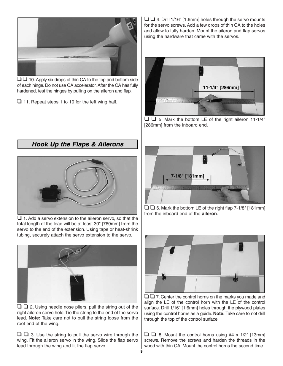 Hook up the flaps & ailerons | Great Planes Giant U-Can-Do 3D - GPMA1271 User Manual | Page 9 / 24