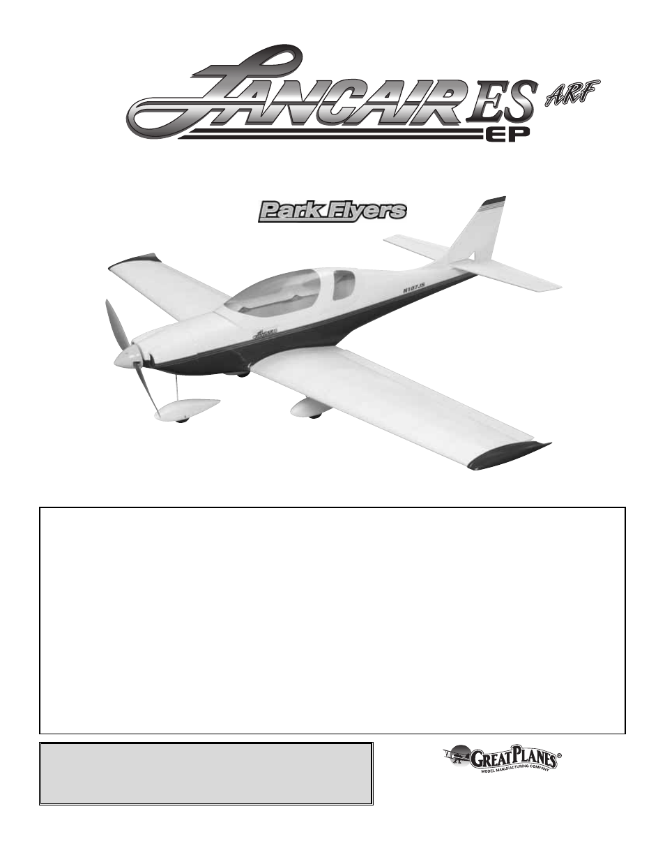 Great Planes Lancair ES EP ARF - GPMA1165 User Manual | 24 pages