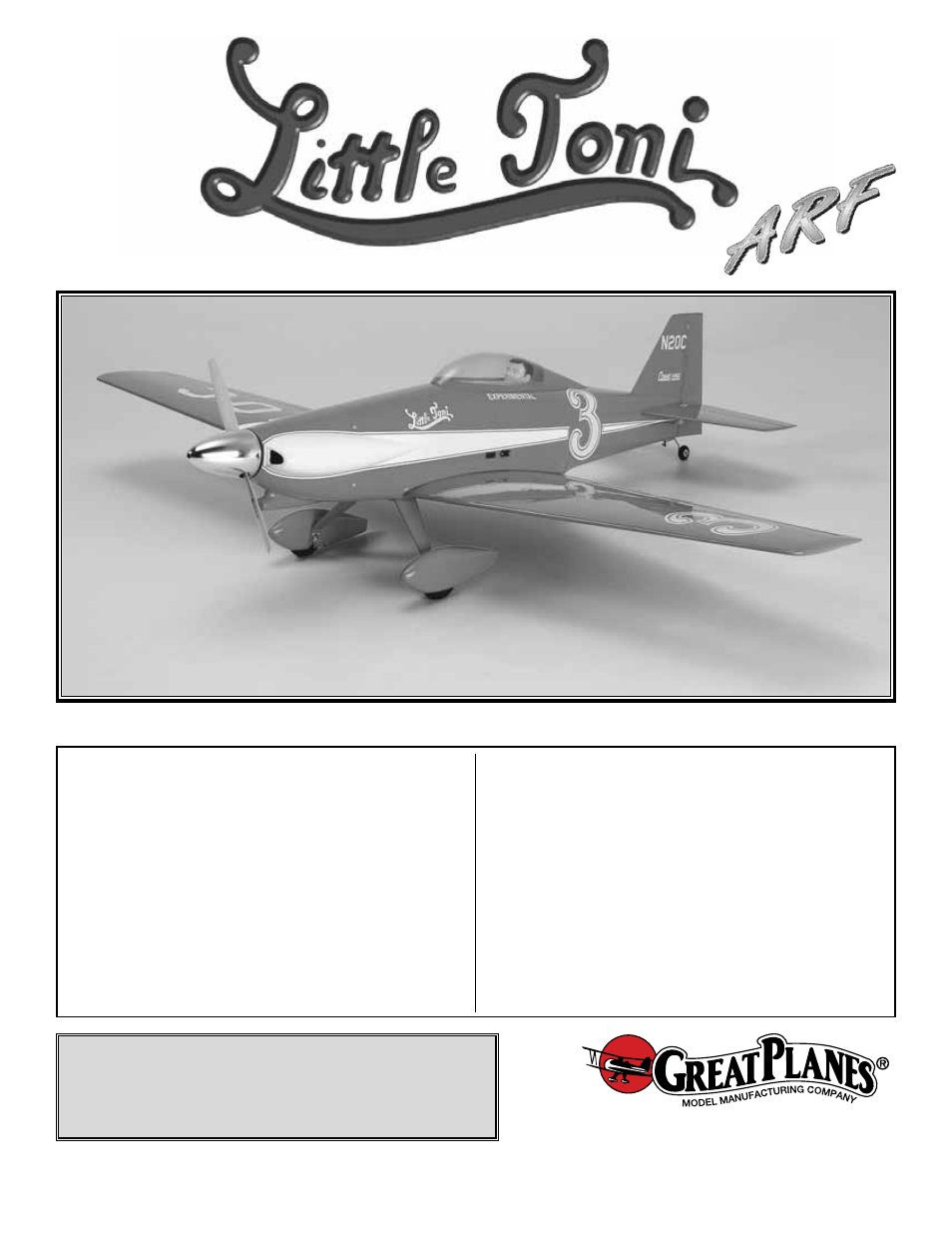 Great Planes Little Toni ARF - GPMA1320 User Manual | 28 pages