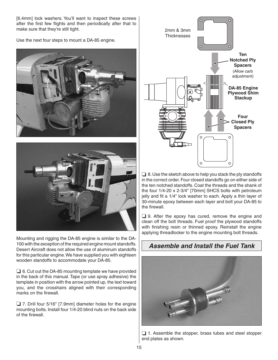Assemble and install the fuel tank | Great Planes Matt Chapman Eagle 580 ARF 1/3 Scale - GPMA1286 User Manual | Page 15 / 32