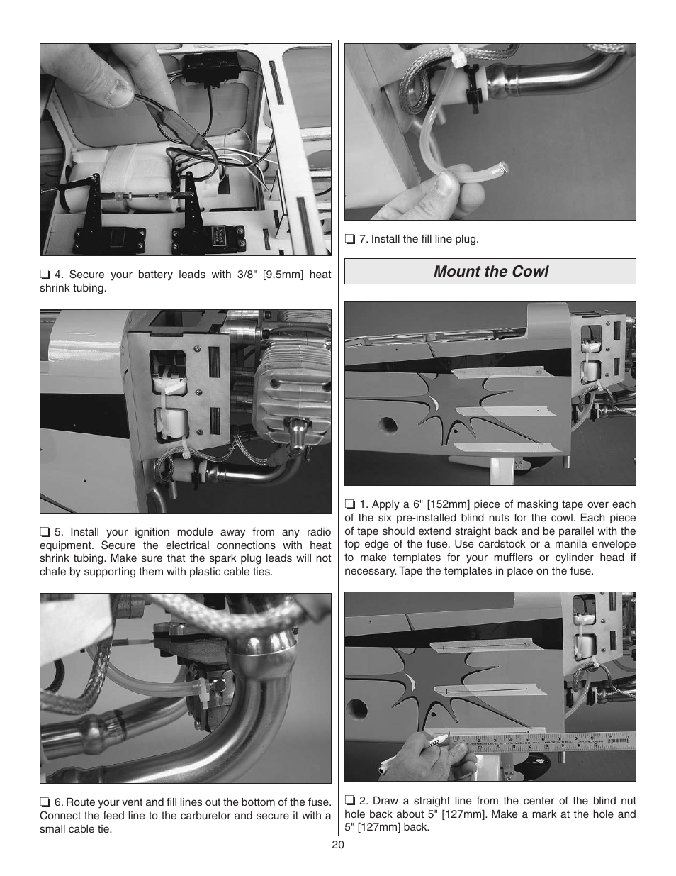Mount the cowl | Great Planes Matt Chapman Eagle 580 ARF 1/3 Scale - GPMA1286 User Manual | Page 20 / 32