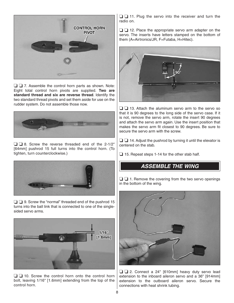 Assemble the wing | Great Planes Matt Chapman Eagle 580 ARF 1/3 Scale - GPMA1286 User Manual | Page 8 / 32