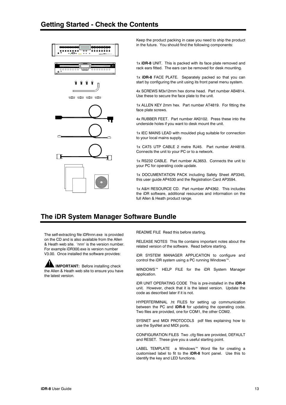 Getting started - check the contents, The idr system manager software bundle | Compex Systems AP4530 User Manual | Page 13 / 47