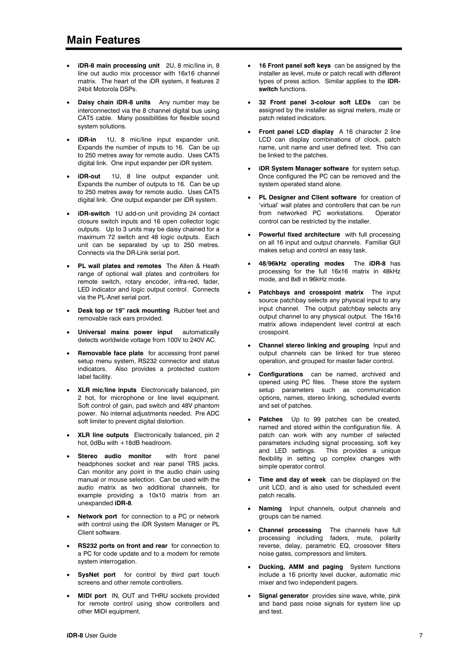 Main features | Compex Systems AP4530 User Manual | Page 7 / 47