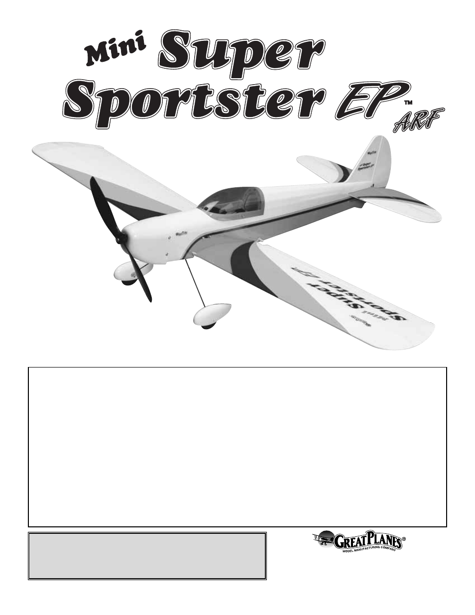 Great Planes Mini Super Sportster EP ARF - GPMA1156 User Manual | 24 pages