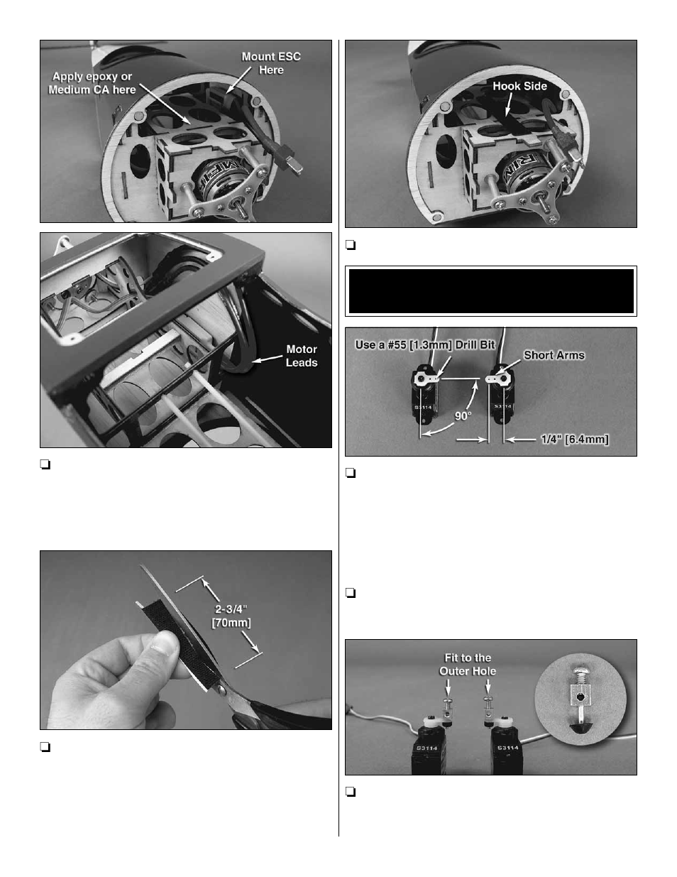 Install the elevator & rudder servos | Great Planes Nieuport XI EP ARF - GPMA1146 User Manual | Page 9 / 24