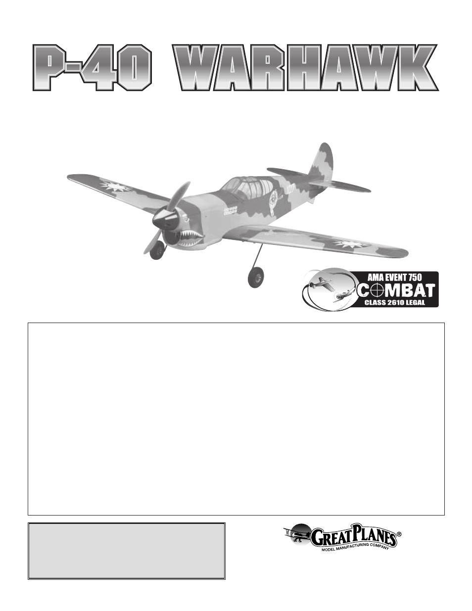 Great Planes P-40 Warhawk GP/EP ARF - GPMA1472 User Manual | 32 pages
