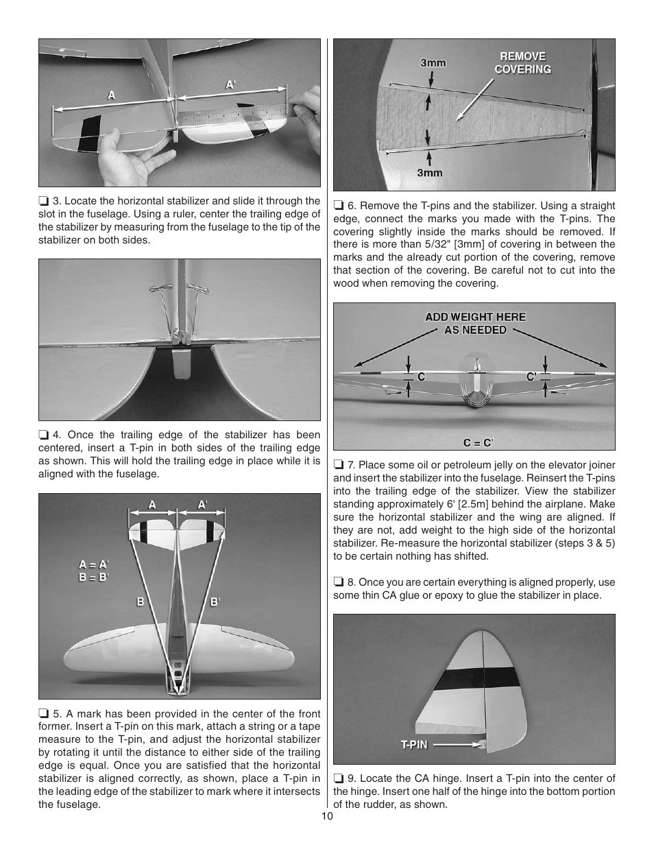 Great Planes P-47 Thunderbolt GP/EP ARF - GPMA1479 User Manual | Page 10 / 28