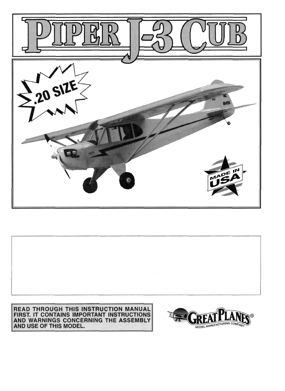 Great Planes Piper J-3 Cub 20 Kit - GPMA0158 User Manual | 48 pages