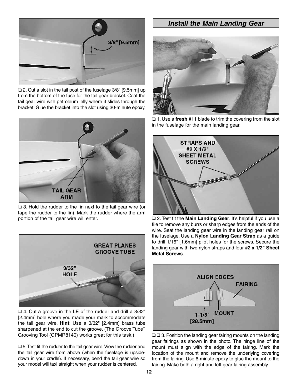 Install the main landing gear | Great Planes Piper J-3 Cub Fabric Covered ARF - GPMA1311 User Manual | Page 12 / 24