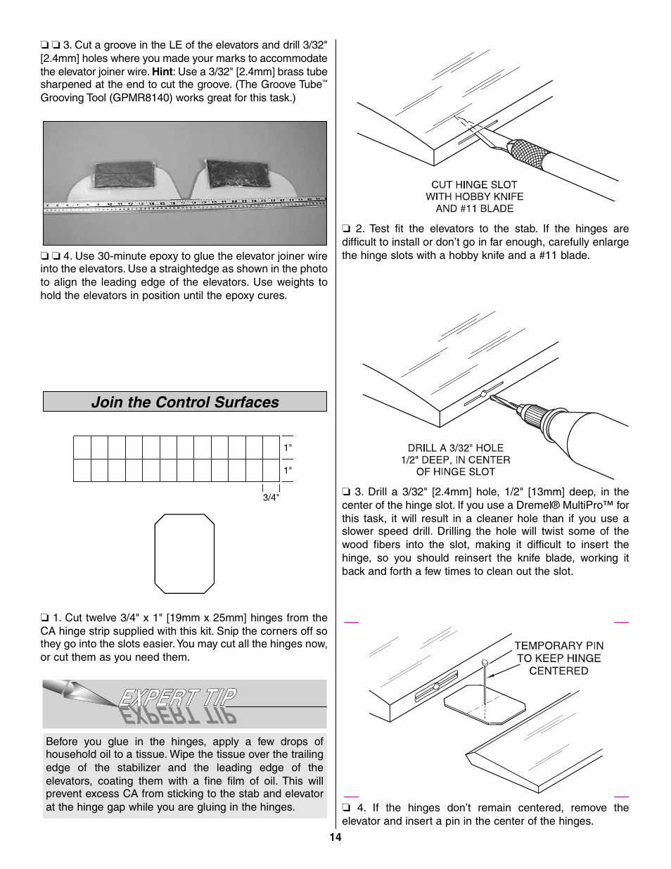 Join the control surfaces | Great Planes Piper J-3 Cub Fabric Covered ARF - GPMA1311 User Manual | Page 14 / 24