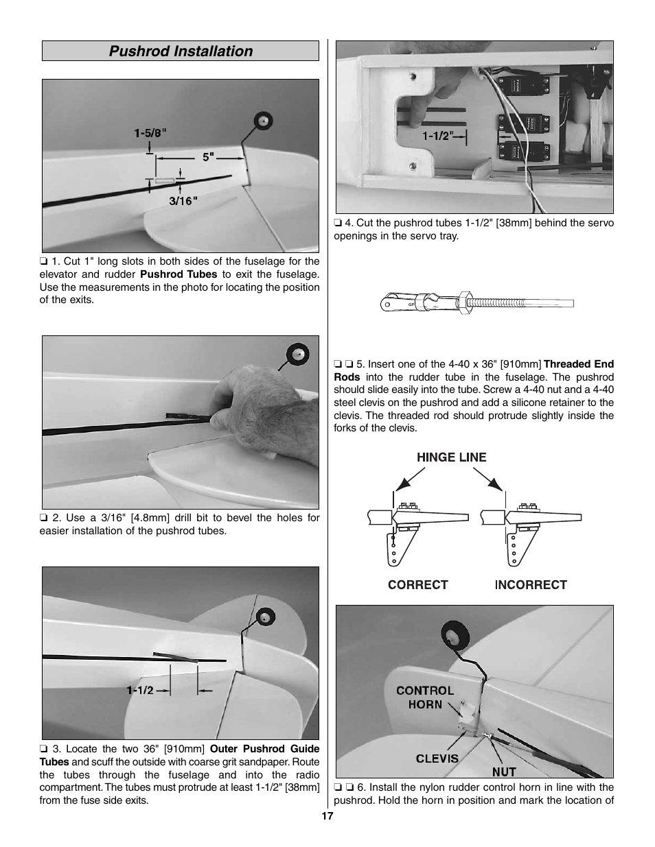 Pushrod installation | Great Planes Piper J-3 Cub Fabric Covered ARF - GPMA1311 User Manual | Page 17 / 24