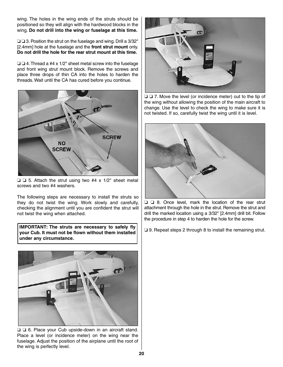 Great Planes Piper J-3 Cub Fabric Covered ARF - GPMA1311 User Manual | Page 20 / 24