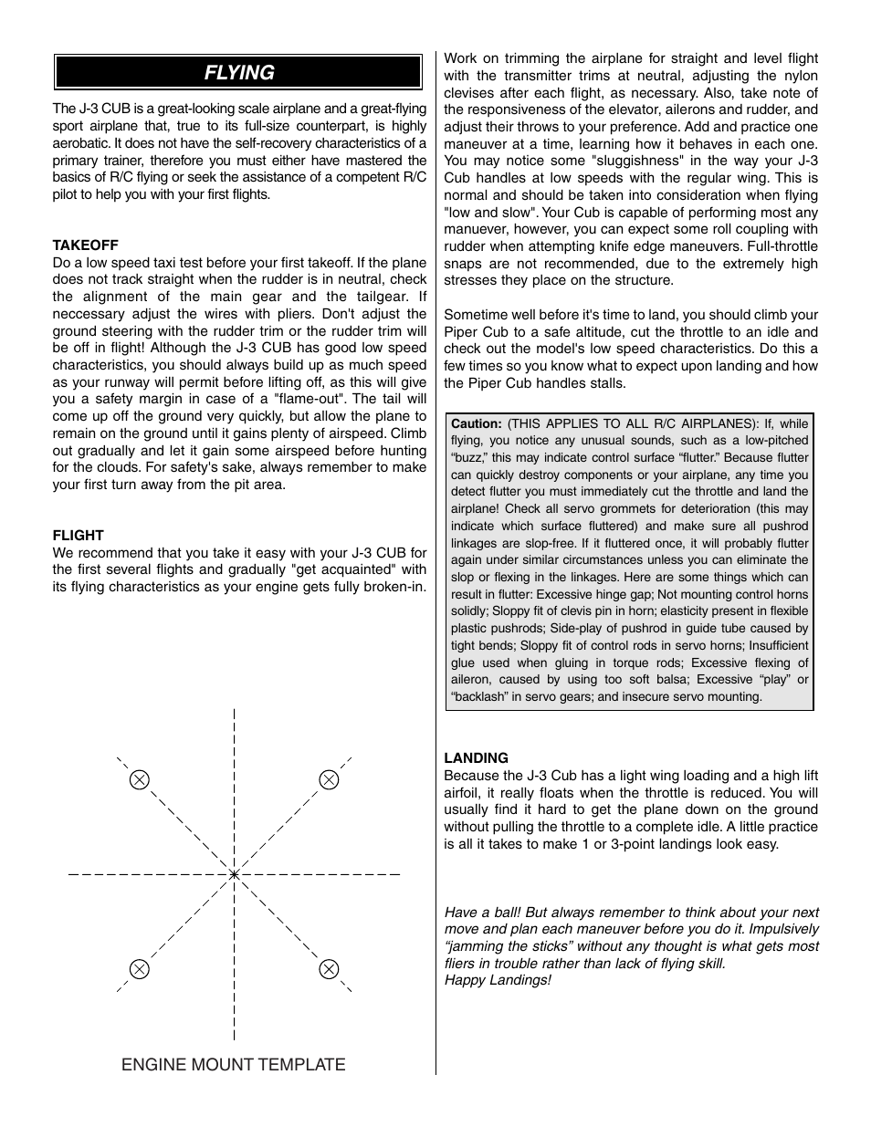 Flying | Great Planes Piper J-3 Cub Fabric Covered ARF - GPMA1311 User Manual | Page 24 / 24