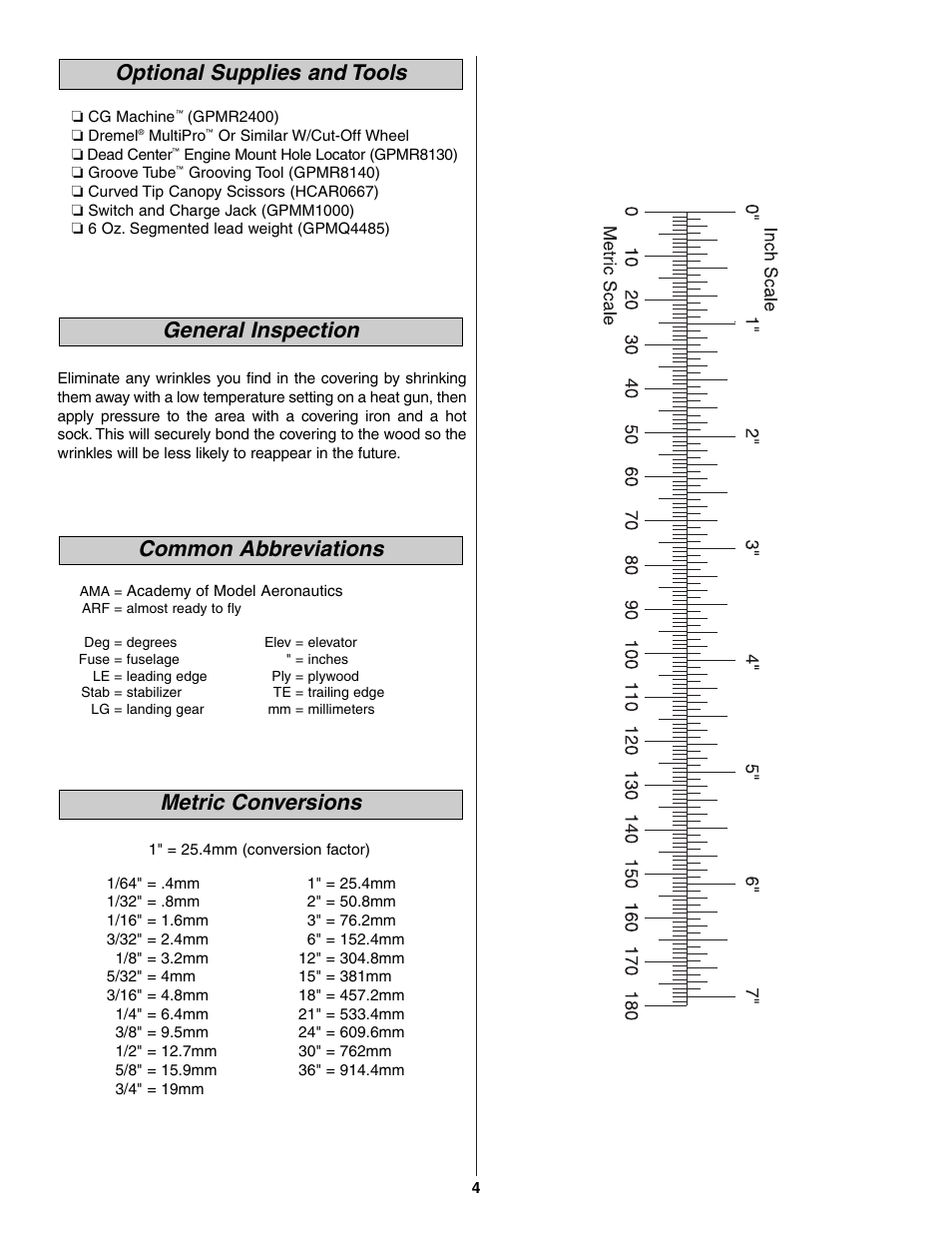 Great Planes Piper J-3 Cub Fabric Covered ARF - GPMA1311 User Manual | Page 4 / 24