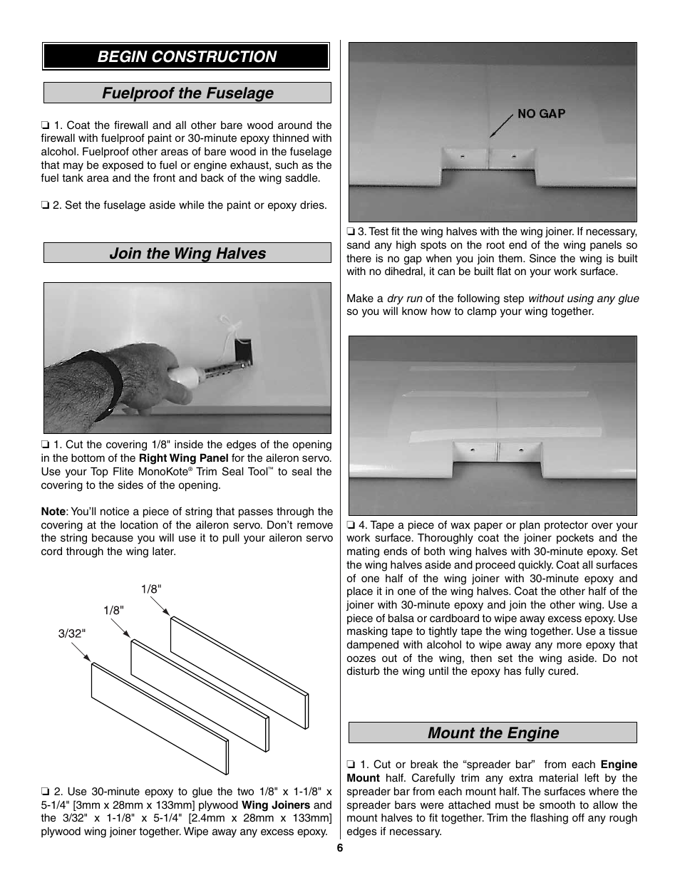 Great Planes Piper J-3 Cub Fabric Covered ARF - GPMA1311 User Manual | Page 6 / 24