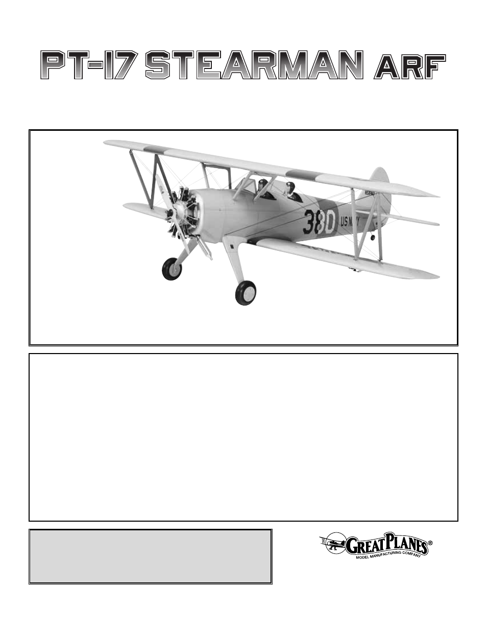 Great Planes PT-17 Stearman .91-1.20 ARF - GPMA1349 User Manual | 36 pages