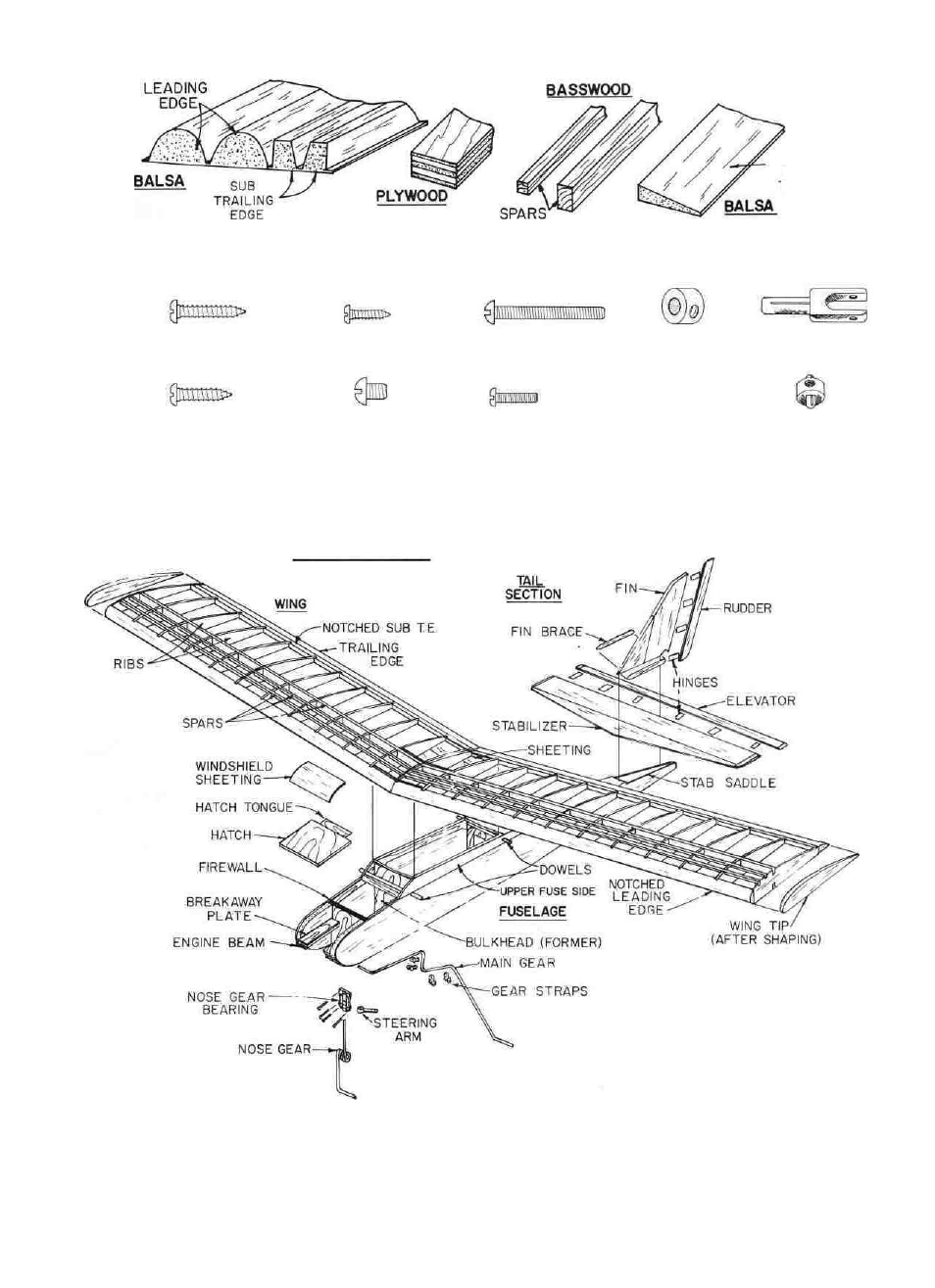 Types of wood, Pt40 parts | Great Planes PT-40 Kit (original) User Manual | Page 5 / 40