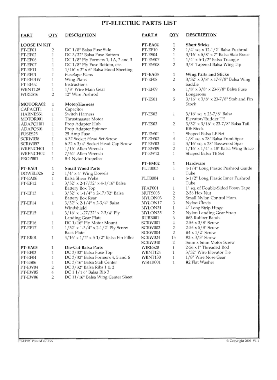 Great Planes PT-E Trainer Electric Kit - GPMA0110 User Manual | Page 44 / 44