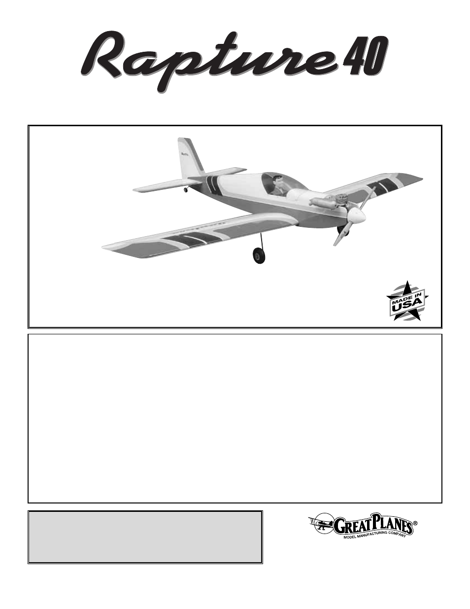 Great Planes Rapture 40 - GPMA0220 User Manual | 45 pages