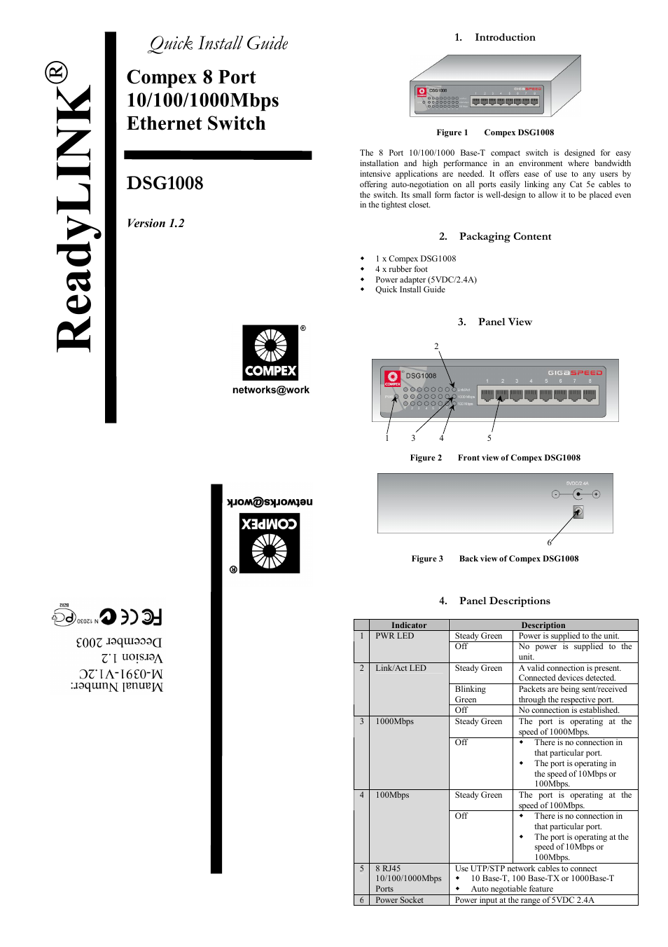 Compex Systems DSG1008 User Manual | 2 pages