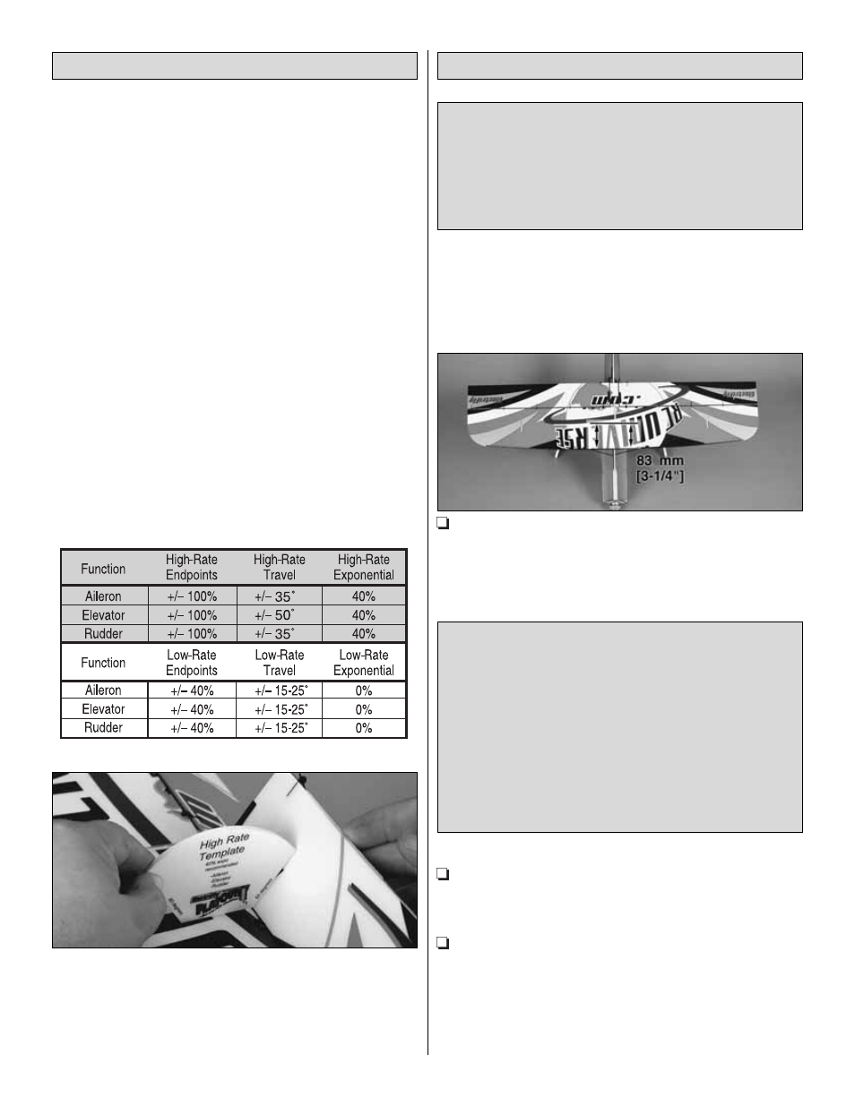 Balance the model (c.g.) set the control throws | Great Planes RC Universe FlatOuts ARF - GPMA1117 User Manual | Page 18 / 24