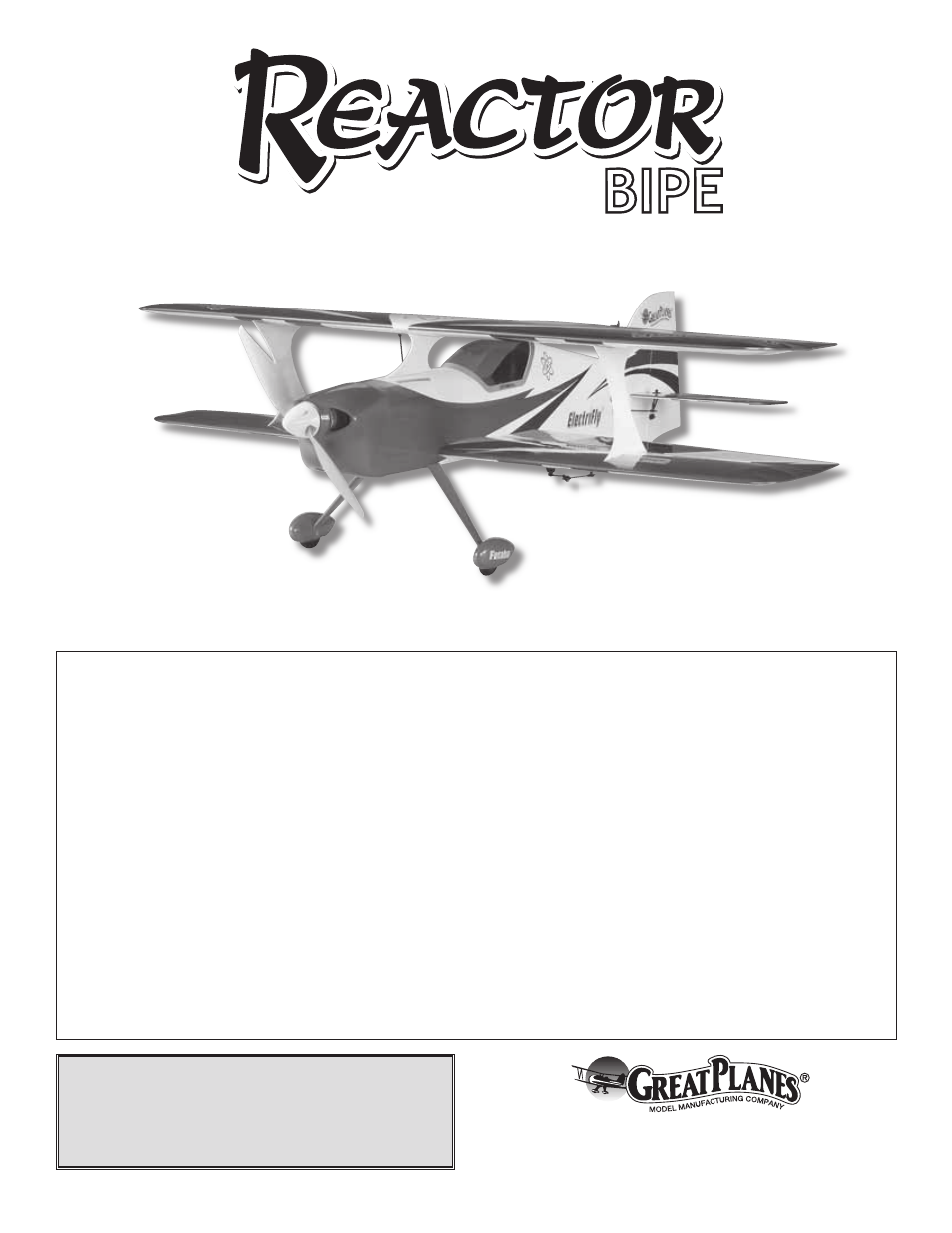 Great Planes Reactor Bipe 3D EP ARF - GPMA1580 User Manual | 28 pages