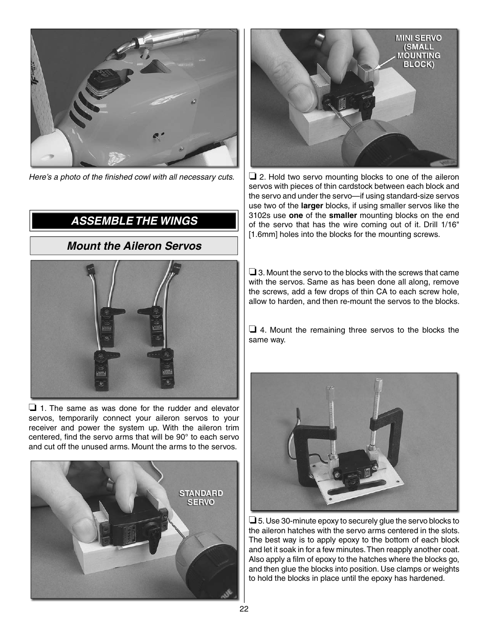 Assemble the wings mount the aileron servos | Great Planes Reactor Biplane .61 GP/EP ARF - GPMA1023 User Manual | Page 22 / 36