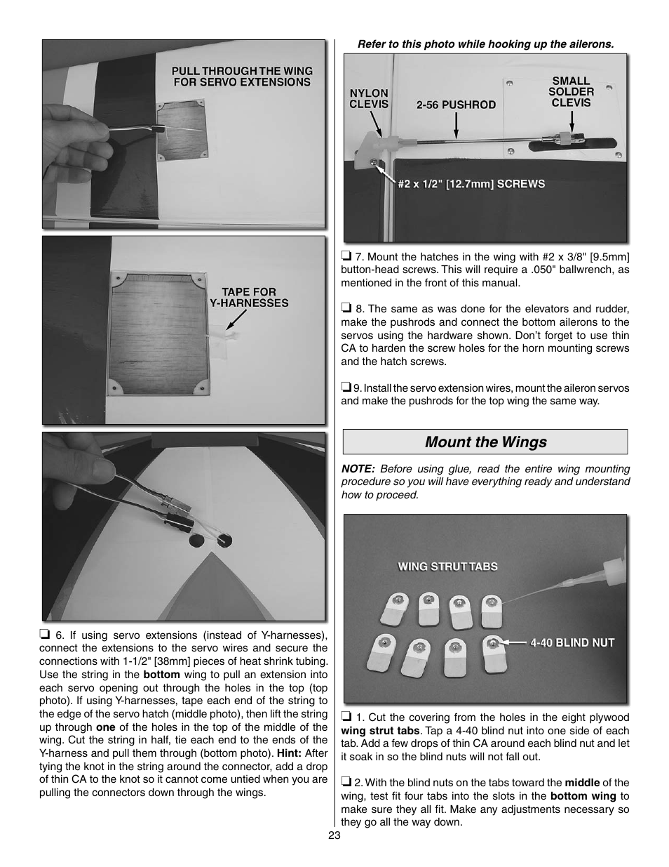 Mount the wings | Great Planes Reactor Biplane .61 GP/EP ARF - GPMA1023 User Manual | Page 23 / 36