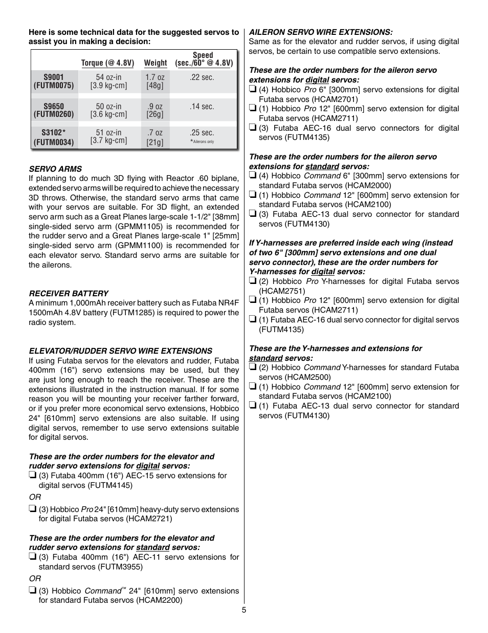 Great Planes Reactor Biplane .61 GP/EP ARF - GPMA1023 User Manual | Page 5 / 36