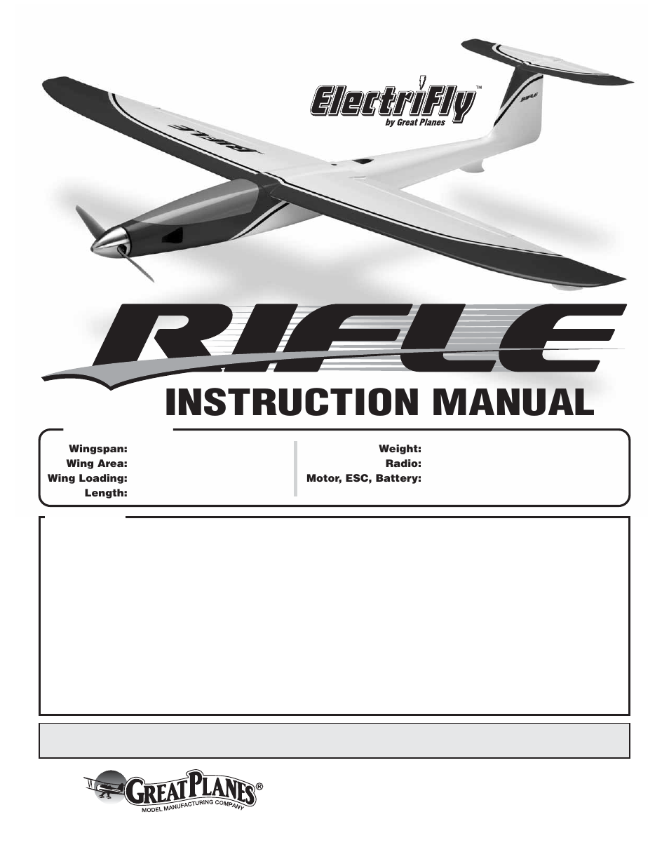 Great Planes Rifle Sport/Racer EP ARF - GPMA1805 User Manual | 16 pages