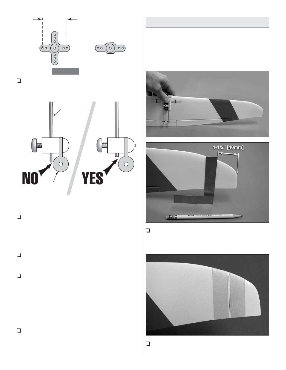 No yes | Great Planes Rifle Sport/Racer EP ARF - GPMA1805 User Manual | Page 10 / 16