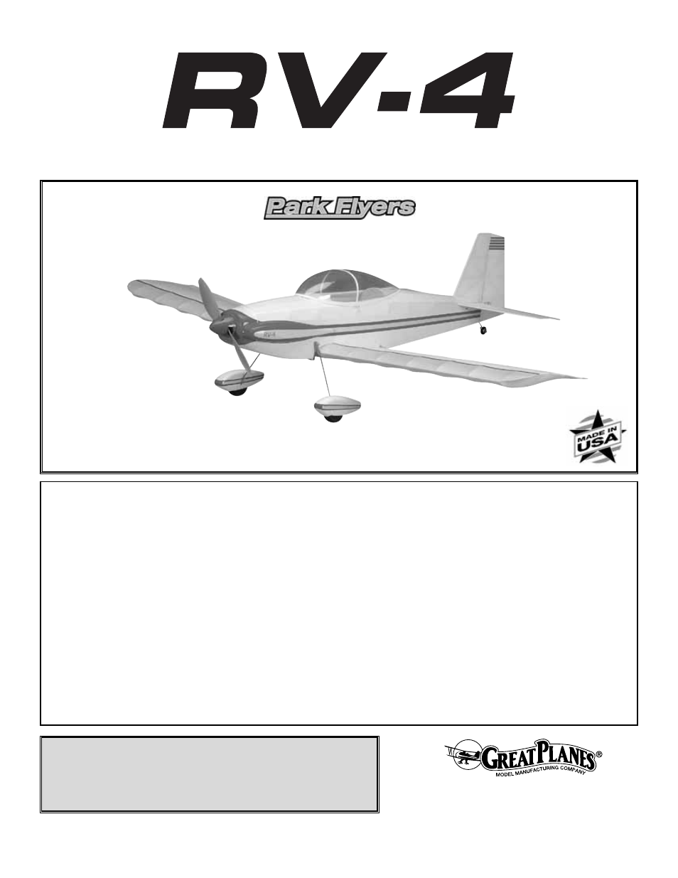 Great Planes RV-4 Park Flyer Kit - GPMA0010 User Manual | 42 pages