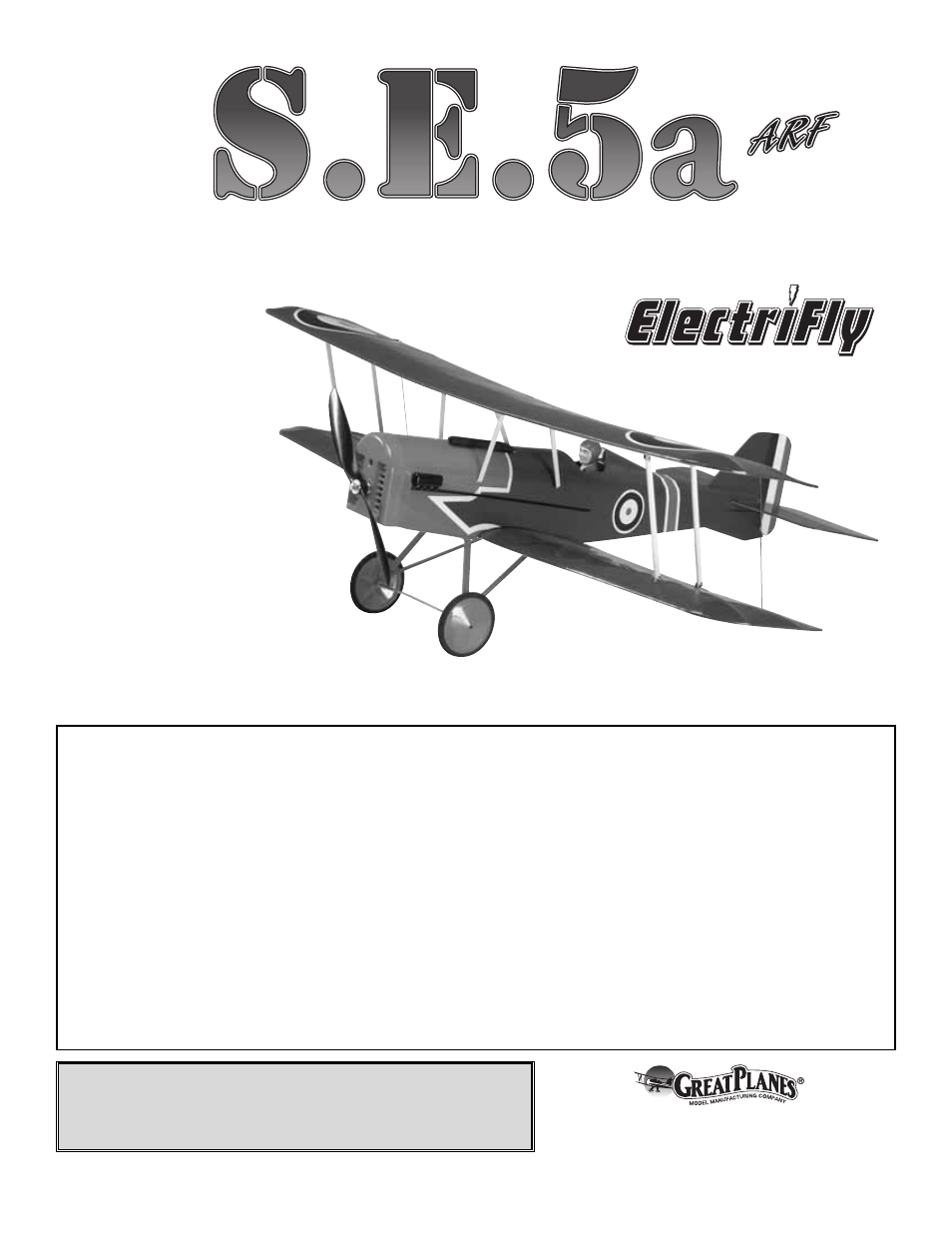 Great Planes S.E.5a EP ARF - GPMA1140 User Manual | 20 pages