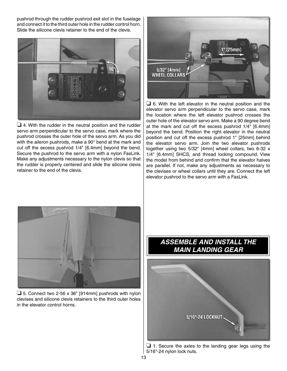 Assemble and install the main landing gear | Great Planes Shoestring GP/EP ARF - GPMA1328 User Manual | Page 13 / 32