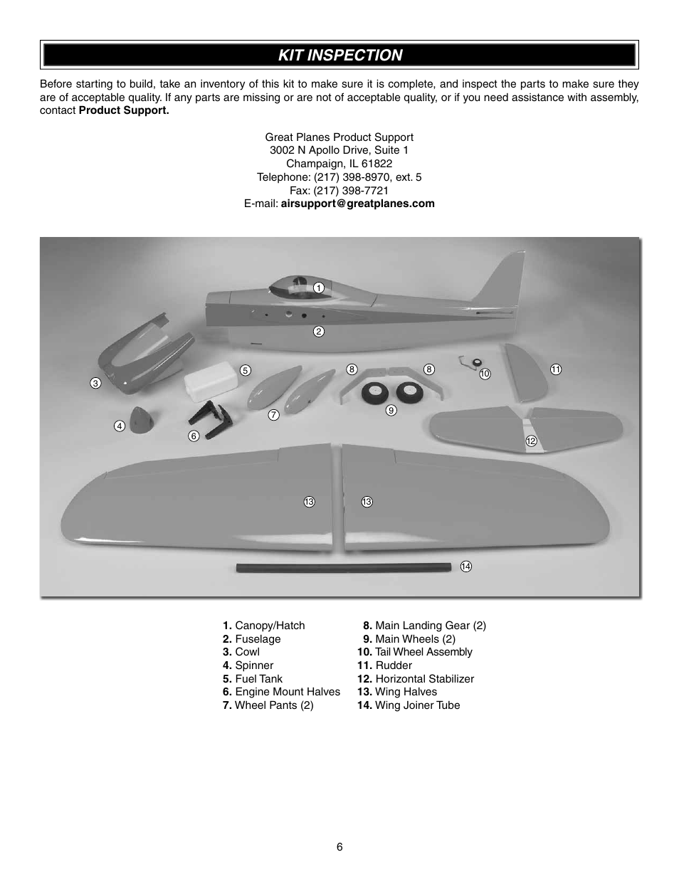 Kit inspection | Great Planes Shoestring GP/EP ARF - GPMA1328 User Manual | Page 6 / 32