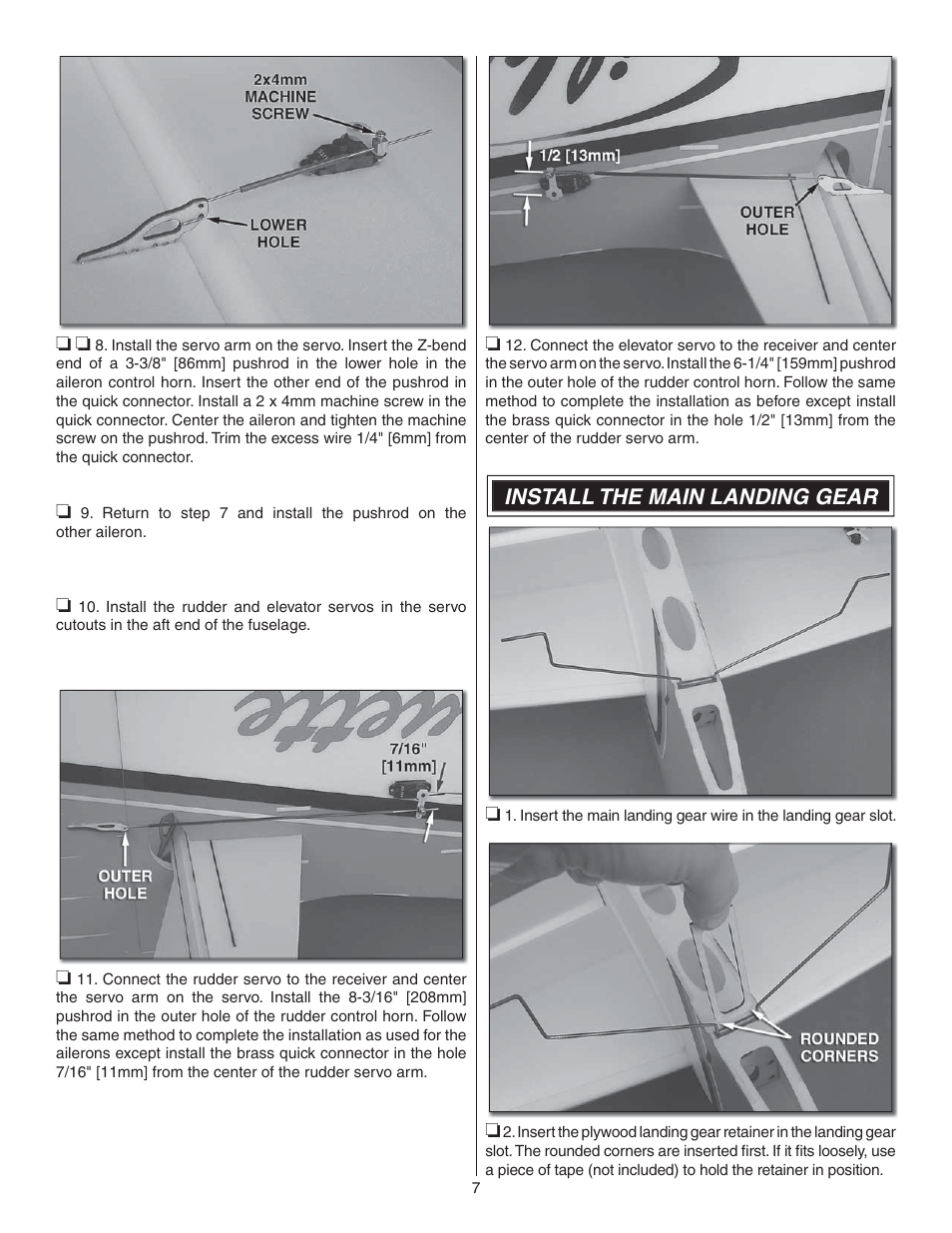 Install the main landing gear | Great Planes Silhouette EP 3D ARF - GPMA1132 User Manual | Page 7 / 16