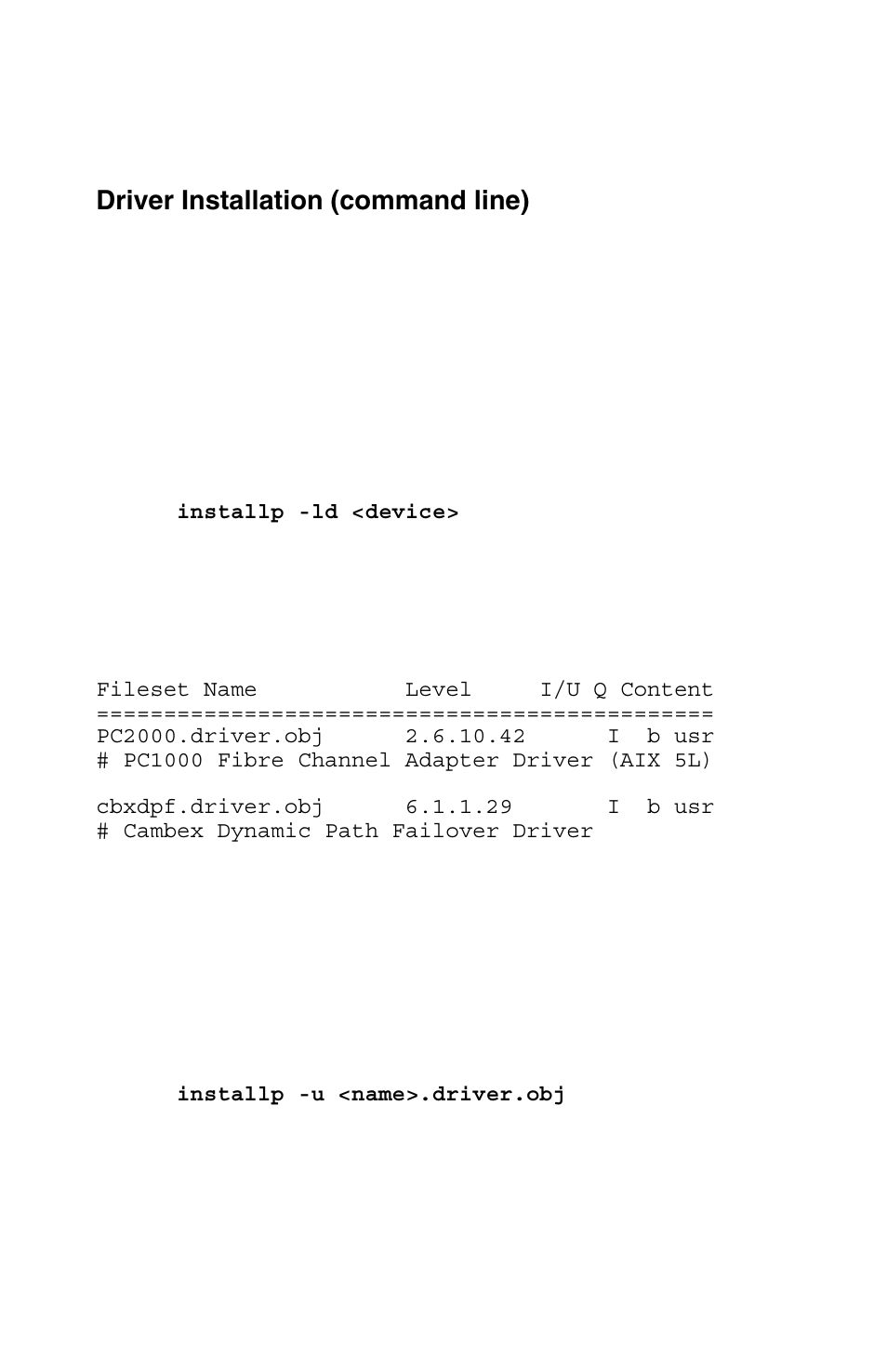 Software and hardware installation, Driver installation (command line) | Cambex Bus Adapter User Manual | Page 12 / 37