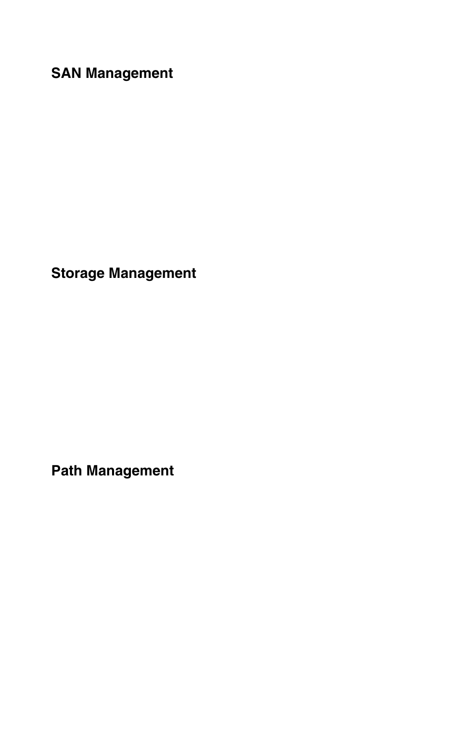 San management, Storage management, Path management | Cambex Bus Adapter User Manual | Page 6 / 37