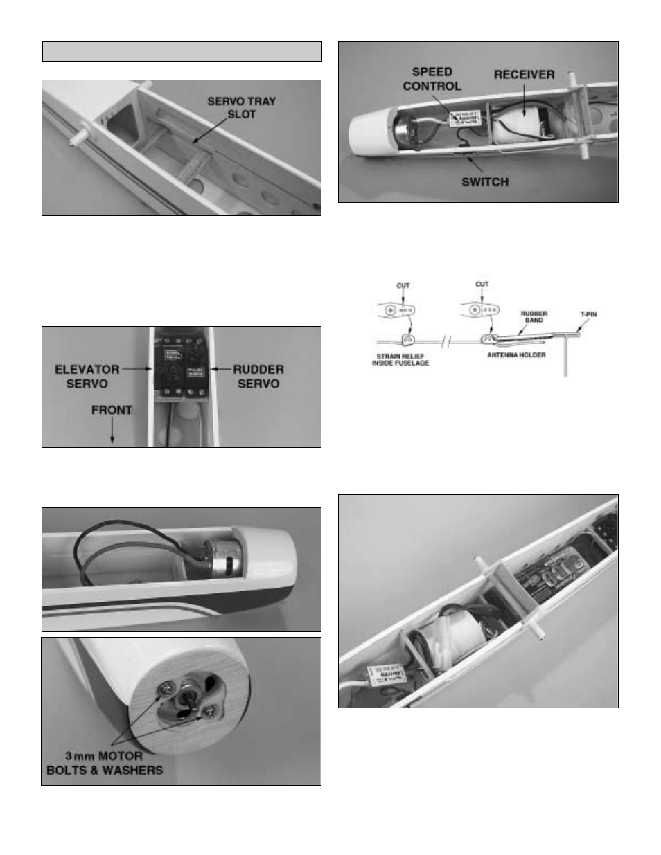 Radio & motor installation | Great Planes Spectra ARF - GPMA1050 User Manual | Page 7 / 16