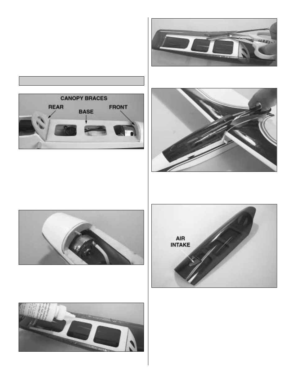 Canopy installation | Great Planes Spectra ARF - GPMA1050 User Manual | Page 9 / 16