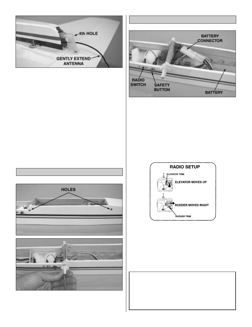 Radio settings wing dowel installation | Great Planes Spectra Select RTF - GPMA17** User Manual | Page 6 / 12