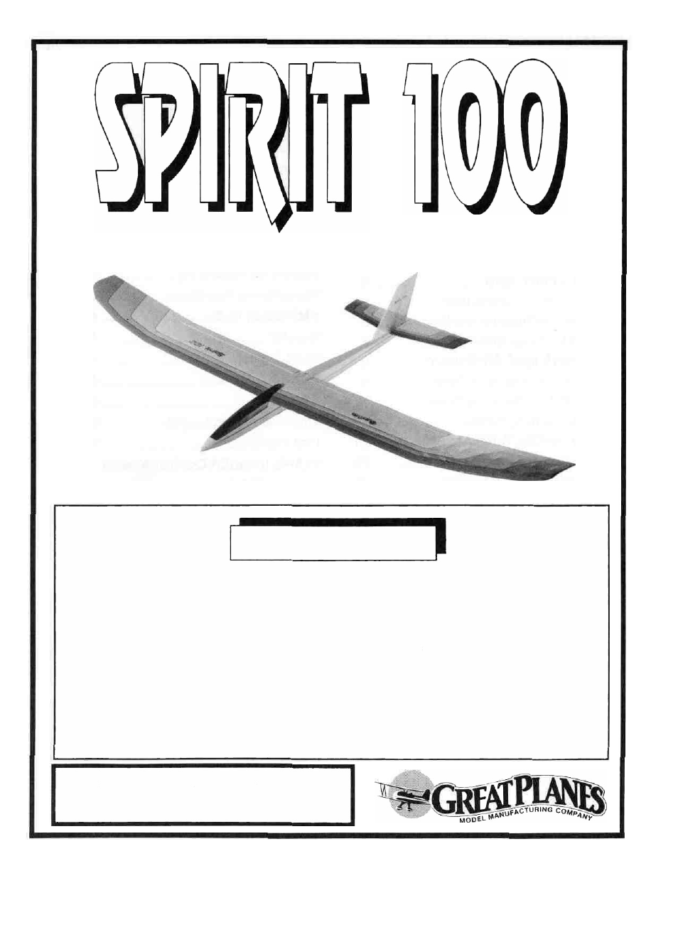 Great Planes Spirit 100 Sailplane Kit - GPMA0550 User Manual | 56 pages