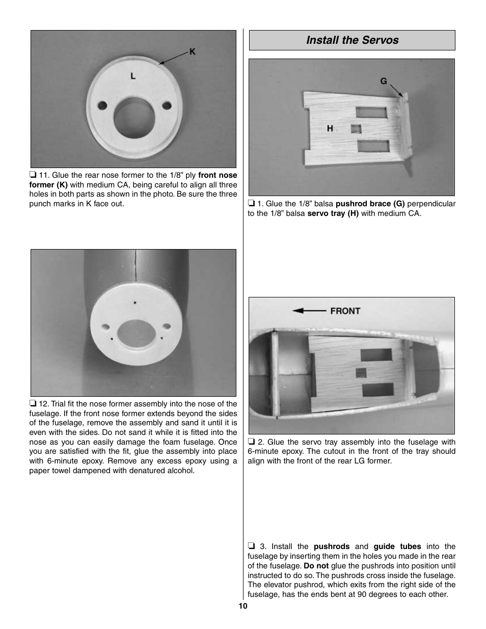 Install the servos | Great Planes Spirit of St. Louis ARF - GPMA1151 User Manual | Page 10 / 24