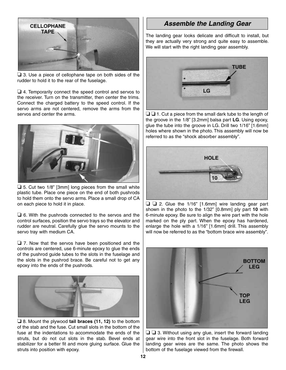 Assemble the landing gear | Great Planes Spirit of St. Louis ARF - GPMA1151 User Manual | Page 12 / 24