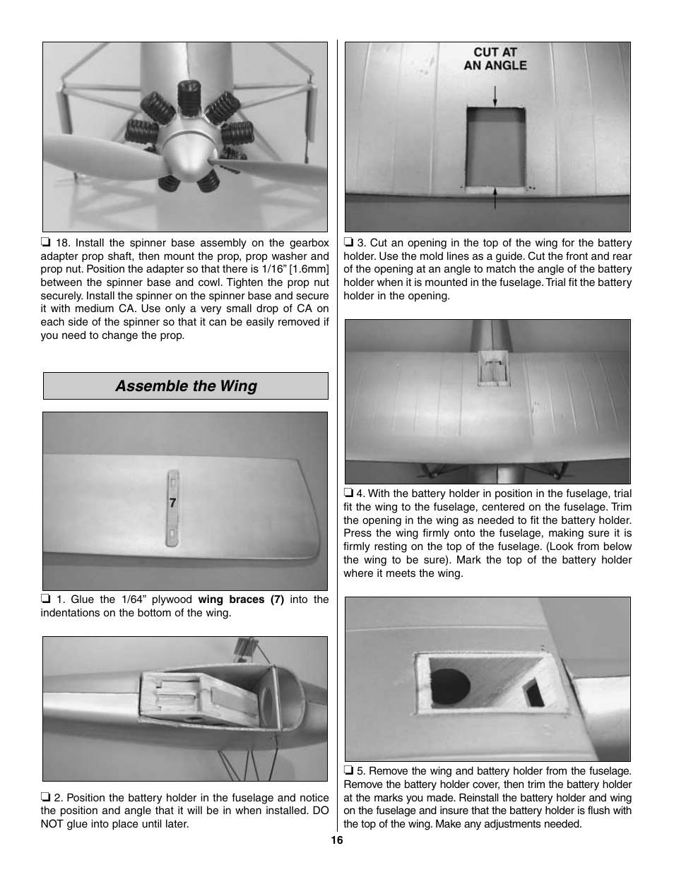 Assemble the wing | Great Planes Spirit of St. Louis ARF - GPMA1151 User Manual | Page 16 / 24