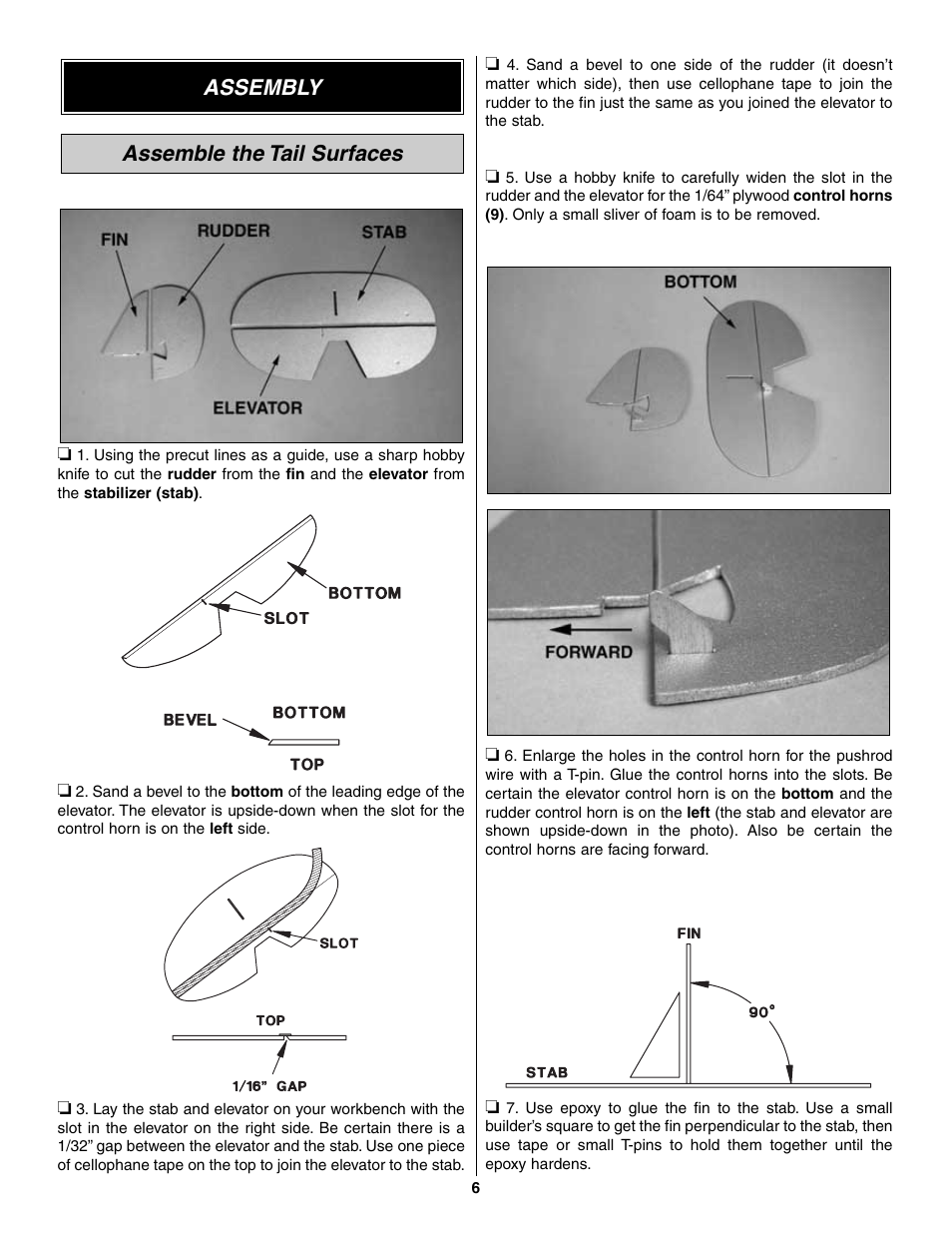 Assemble the tail surfaces assembly | Great Planes Spirit of St. Louis ARF - GPMA1151 User Manual | Page 6 / 24