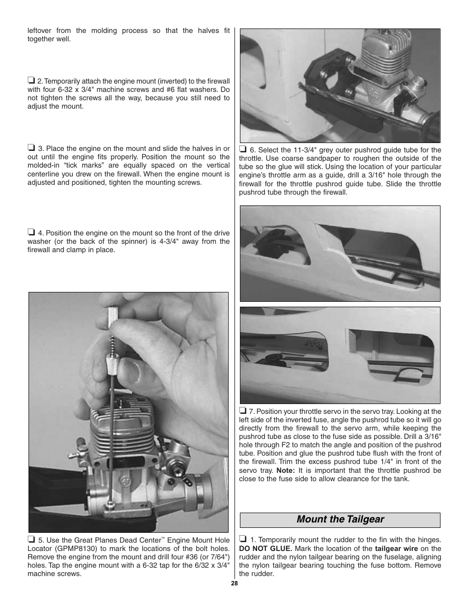 Mount the tailgear | Great Planes Spitfire 40 Kit - GPMA0179 User Manual | Page 28 / 42