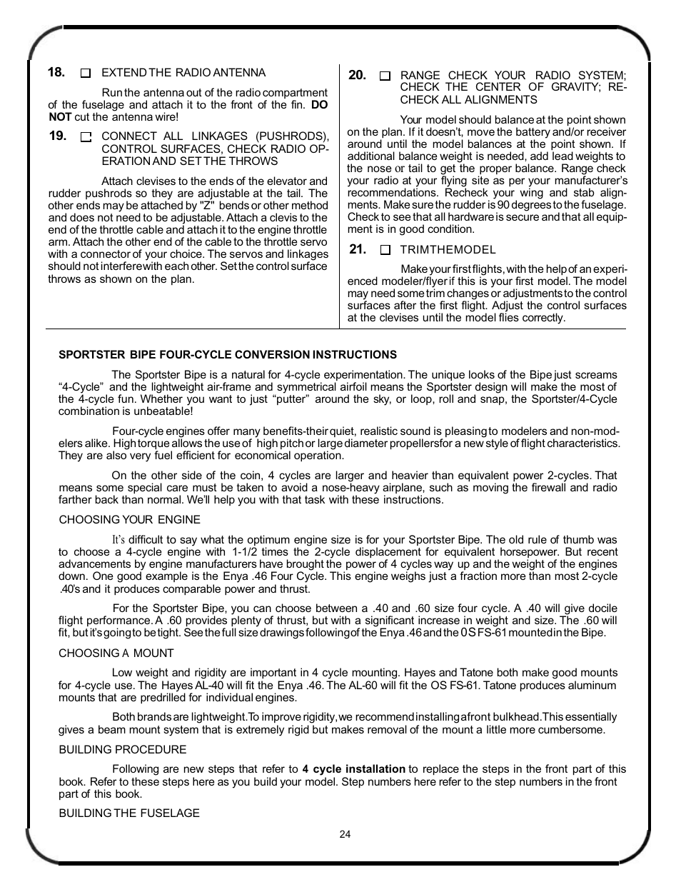 Great Planes Sportster Bipe 40 Kit - GPMA0510 User Manual | Page 24 / 32