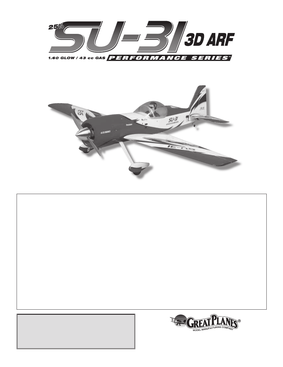 Great Planes SU-31 3D ARF - GPMA1412 User Manual | 52 pages